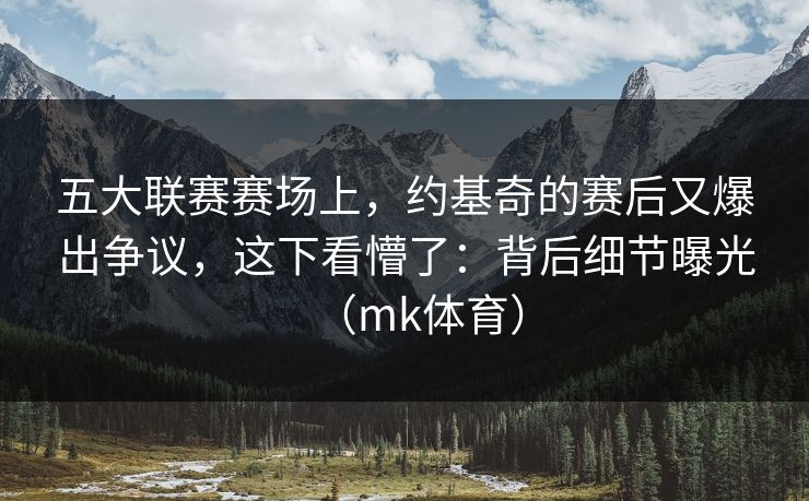 五大联赛赛场上，约基奇的赛后又爆出争议，这下看懵了：背后细节曝光（mk体育）