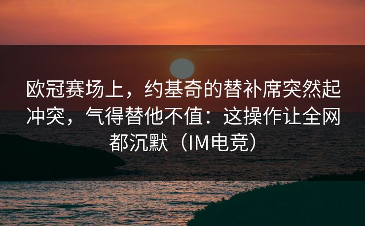 欧冠赛场上，约基奇的替补席突然起冲突，气得替他不值：这操作让全网都沉默（IM电竞）