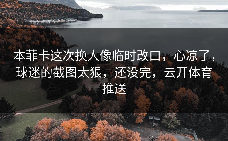 本菲卡这次换人像临时改口，心凉了，球迷的截图太狠，还没完，云开体育推送