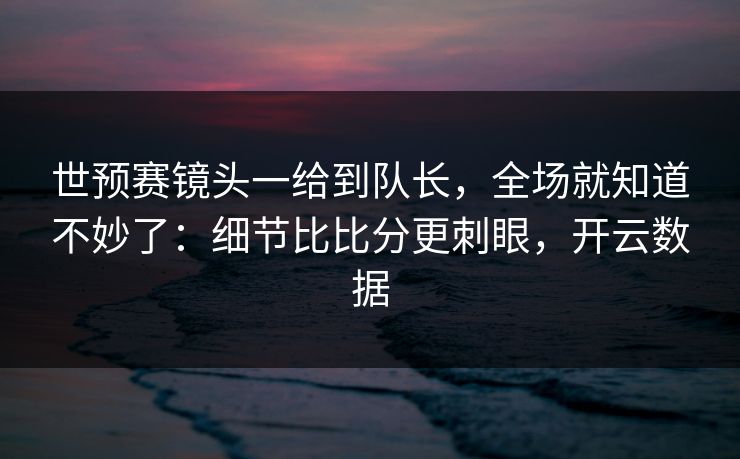 世预赛镜头一给到队长，全场就知道不妙了：细节比比分更刺眼，开云数据